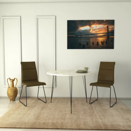 Sandalf étkezőasztal, laminált bútorlap, 90 x 75 x 90 cm – Sandalf - Marmo