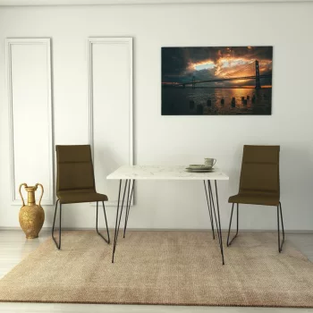   Sandalf Square étkezőasztal, laminált bútorlap, 90 x 75 x 90 cm – Sandalf Square - Marmo