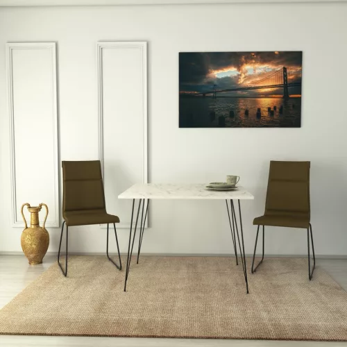 Sandalf Square étkezőasztal, laminált bútorlap, 90 x 75 x 90 cm – Sandalf Square - Marmo