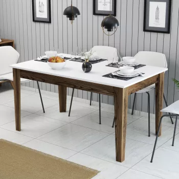 Milan étkezőasztal, dió-fehér, 145 cm – TR845HCT1402