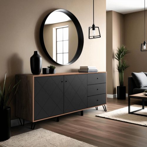 Komód 183 cm Craft Tobacco tölgy / grafit színkombinációban - BACARDI