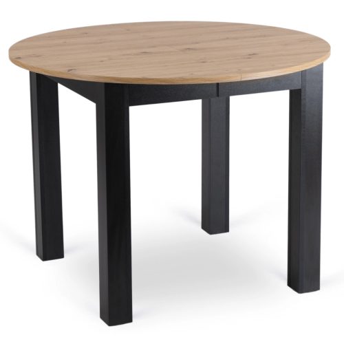 Kihúzható étkezőasztal 102–142 cm méretben, artisan tölgy/fekete színben HARRY