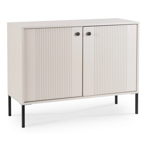 Komód 104 cm méretben, kétajtós, bordázott kivitelben, kaszmir színben SOFT