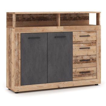 BLAGO MIDI A komód 119,6 cm natúr tölgy/fekete