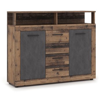 BLAGO MIDI B komód 119,5 cm sötét tölgy/fekete