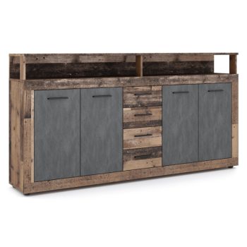 BLAGO komód 190 cm sötét tölgy/fekete