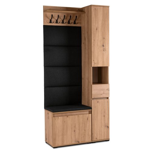 Predsieňový nábytok set 90 cm dub artisan/grafit – VENORNA