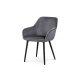 Modern fotoliu Dining Scaun Gri Corduroy catifea capac negru picioare metalice Redona