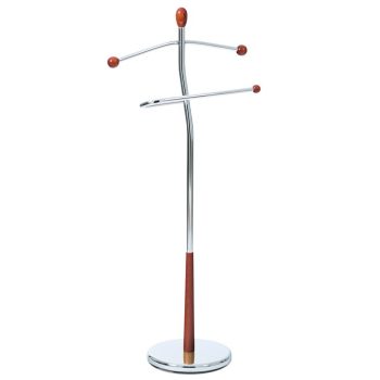   82646 Barna szobainas, tömör fa és krómozott fém. Teherbírás 6 kg.