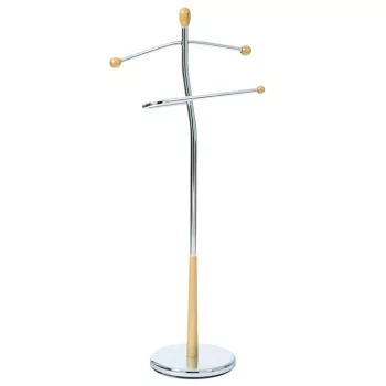 Valet stand 82646R white rubberwood and chrome metal