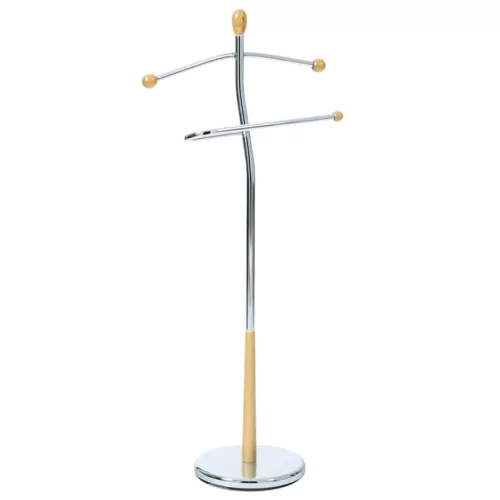 Valet stand 82646R white rubberwood and chrome metal