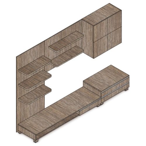 Nappali fal 300×59×210 cm, dió színben