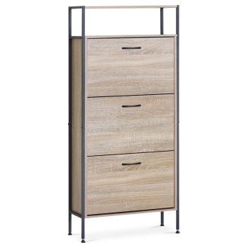 Cipősszekrény, 3 rekeszes, tölgy dekor, MDF