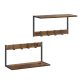 2 db fali polc szett, MDF + fém, öreg tölgy/fekete színben, 50×24×27 cm – ABP-E1083 WT