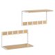 2 db fali polc szett, MDF + fém, tölgy/fehér színben, 50×24×27 cm – ABP-E1083 WT
