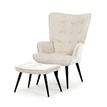 Relaxációs fotel, bézs, bársony kárpit, AK-303 CRM2