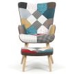 Wingback Armchair Multicolor Fabric AK-305B PW2