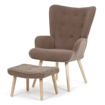 Barna relaxfotel, boucle szövet kárpitozással, BR2
