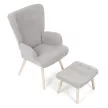 Szürke relaxfotel, boucle szövet kárpitozással