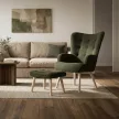 Zöld relaxfotel, boucle szövet kárpitozással