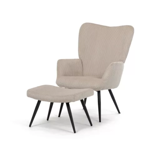 Bézs Kordbársony Relax Fotel Lábtartóval. AK-L7285 CRM6