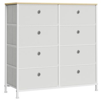   Fiókos szekrény 80x30x82cm, Fém Vázzal, Fehér Színben, AUK-E1024 WT