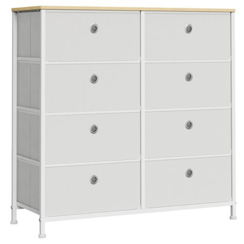 Fiókos szekrény 80x30x82cm, Fém Vázzal, Fehér Színben, AUK-E1024 WT