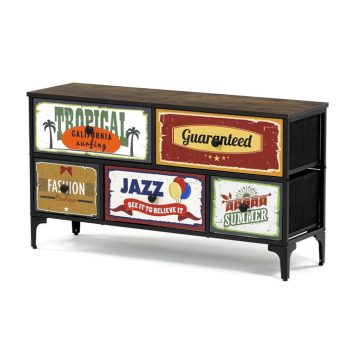 Többszínű MDF Komód 103×30×56 cm. AUK-W2103 BK