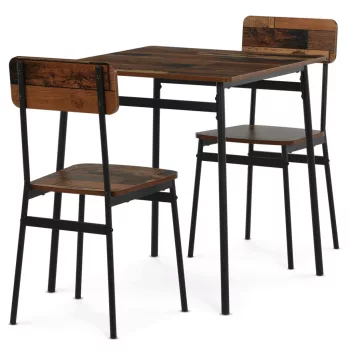   2 személyes old wood MDF étkezőgarnitúra 70x70x76 cm – AUT-O2121 OLW2