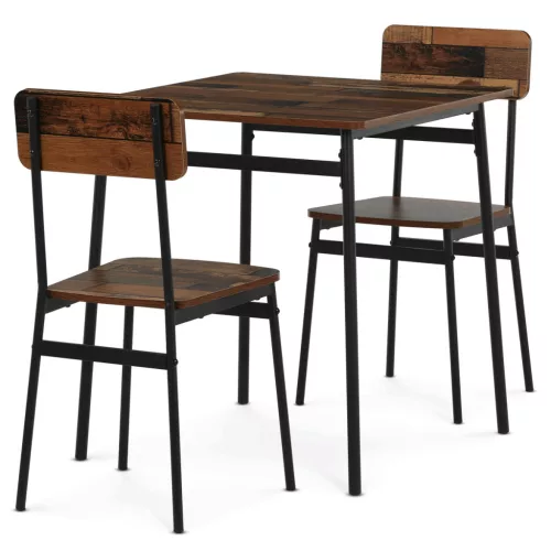 2 személyes old wood MDF étkezőgarnitúra 70x70x76 cm – AUT-O2121 OLW2