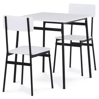   Fehér 2 személyes étkezőgarnitúra 70x70x76 cm – AUT-O2121 WT