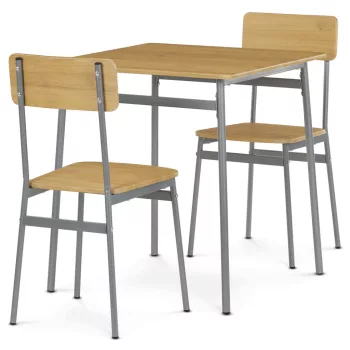   2 személyes tölgy színű MDF étkezőgarnitúra 70x70x76 cm – AUT-O2122 OAK