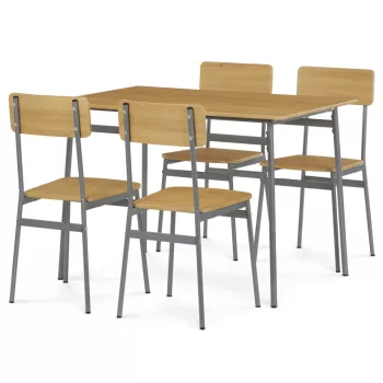   Vad tölgy MDF étkezőgarnitúra 4 székkel 110x70x76 cm – AUT-O2156 OAK