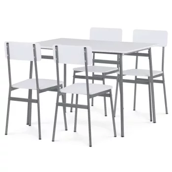   Fehér MDF étkezőgarnitúra 4 székkel 110x70x76 cm – AUT-O2156 WT
