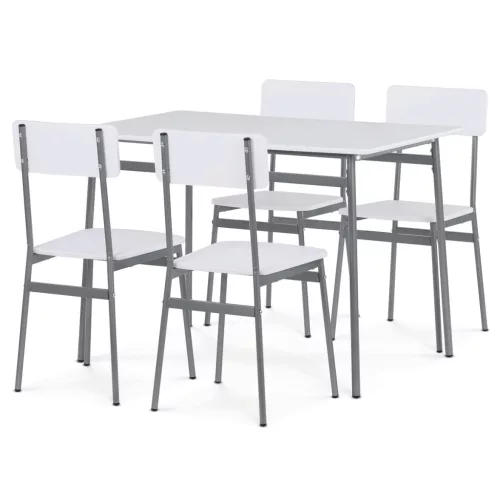 Fehér MDF étkezőgarnitúra 4 székkel 110x70x76 cm – AUT-O2156 WT