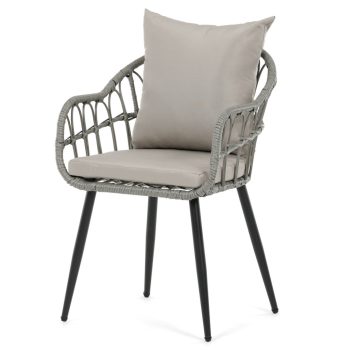 Kerti szék, fém, polyrattan, szürke, AZ-F1406 GREY
