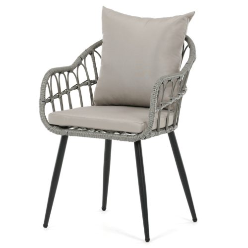 Kerti szék, fém, polyrattan, szürke, AZ-F1406 GREY