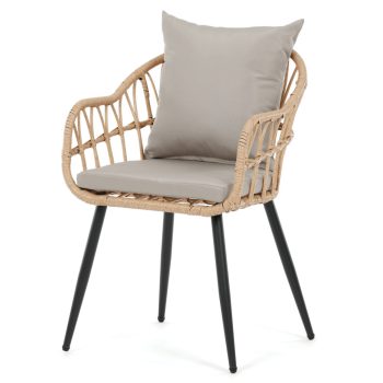 Kerti szék, fém, polyrattan, bézs, AZ-F1406 NAT