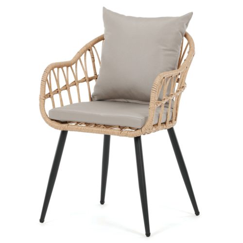 Kerti szék, fém, polyrattan, bézs, AZ-F1406 NAT