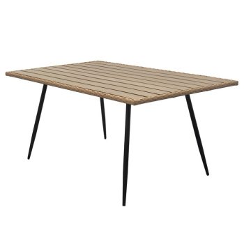   Kerti asztal 160x95x74 cm., fém műrattan, polywood asztallap