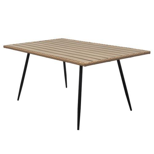 Kerti asztal 160x95x74 cm., fém műrattan, polywood asztallap