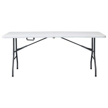   Összecsukható kempingasztal fehér színben 180x70, fogantyúval a könnyű hordozhatóság érdekében