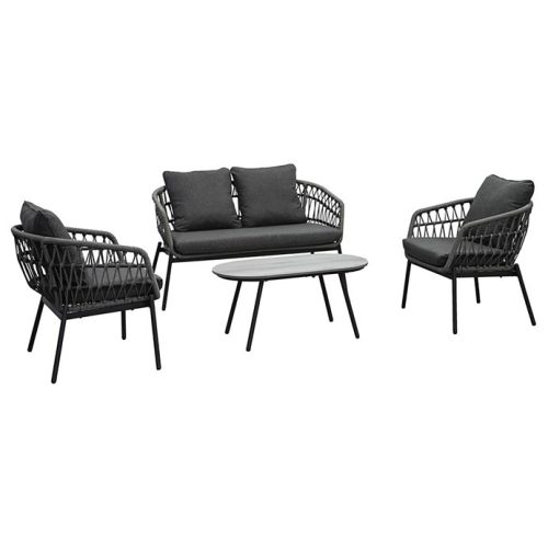 Kerti Ülőgarnitúra, Fém + Polyrattan, Szürke. AZ-L1880 GREY