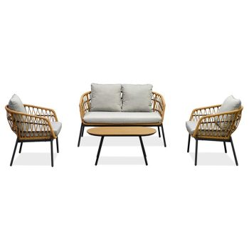   Kerti Ülőgarnitúra, Fém + Polyrattan, Barna. AZ-L1880 NAT