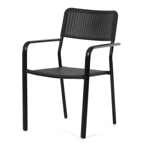 Kerti szék, fém, műanyag, fekete, AZC-H1021 BK