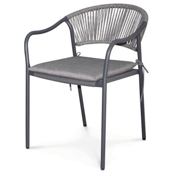Kerti szék, fém, polyrattan, szürke, AZC-L1352 GREY