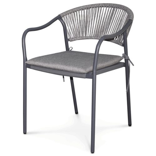 Kerti szék, fém, polyrattan, szürke, AZC-L1352 GREY