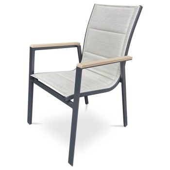 Kerti szék bézs textilén, alumínium, fekete színű