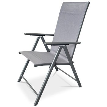   Kerti szék, állítható dőlésszögű, szürke textilén, szürke fémváz