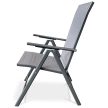 Kerti szék, állítható dőlésszögű, szürke textilén, szürke fémváz